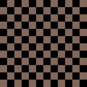 Half Inch Black and Taupe Brown Checkerboard Squares
