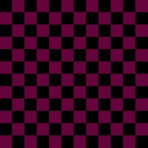 Half Inch Black and Tyrian Purple Checkerboard Squares