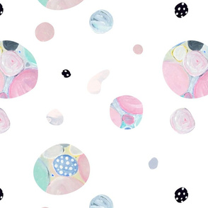 Planet Pastel (white background) // opals gems world pink spot dots polkadots green teal blue