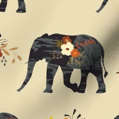 African Elephant - Autumnal Floral