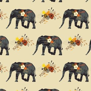 African Elephant - Autumnal Floral