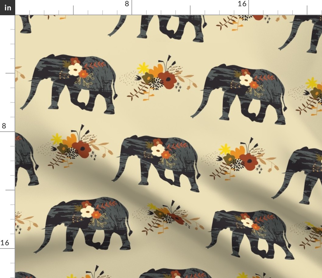 African Elephant - Autumnal Floral