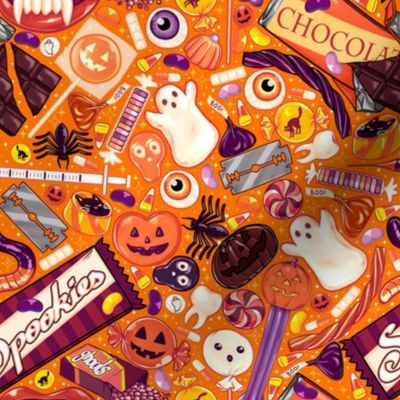 Creepy Halloween Candy on Orange