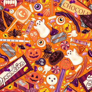 Creepy Halloween Candy on Orange