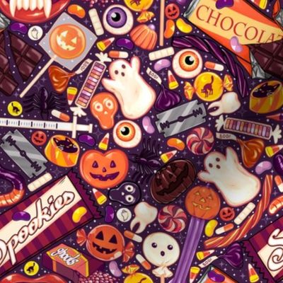 Creepy Halloween Candy on Purple 