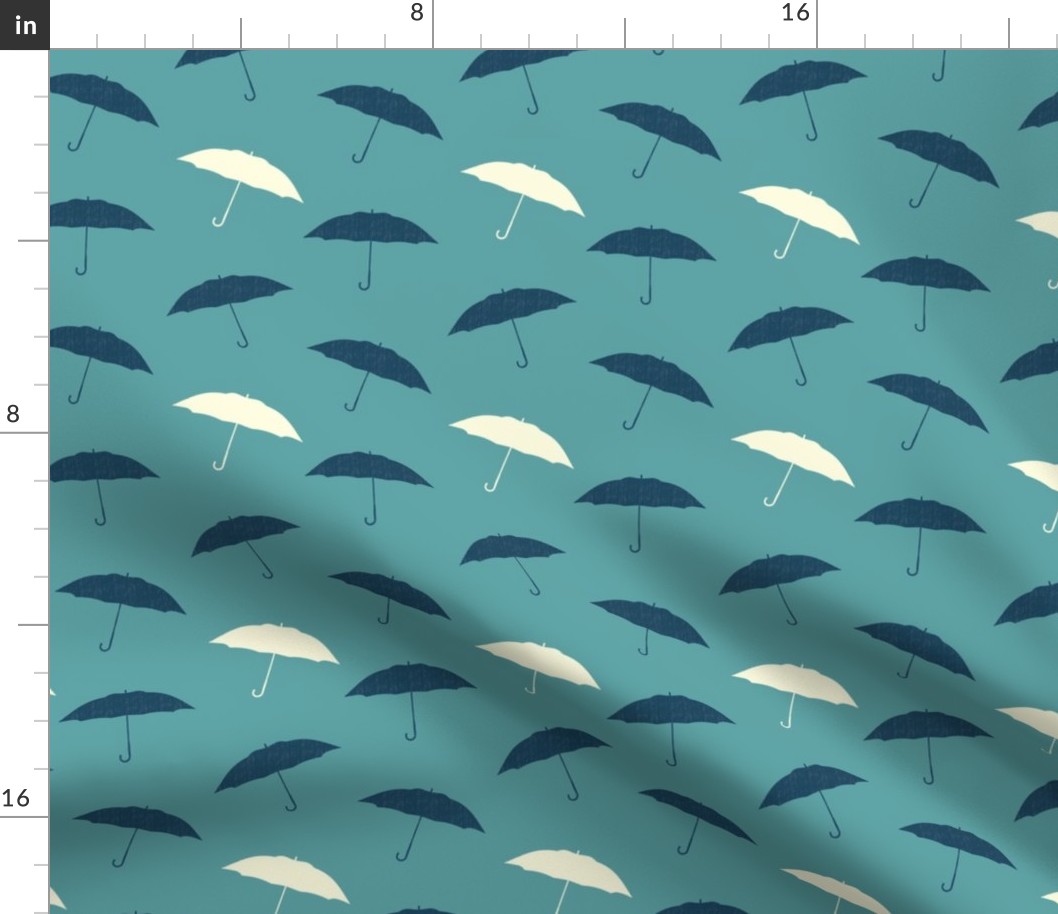 Rainy Day Umbrellas - Seafoam