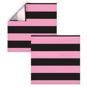 Three Inch Carnation Pink and Black Horizontal Stripes