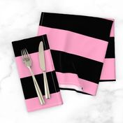 Three Inch Carnation Pink and Black Horizontal Stripes