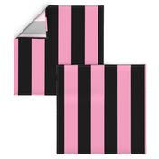 Three Inch Carnation Pink and Black Vertical Stripes