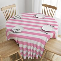 Three Inch Carnation Pink and White Horizontal Stripes