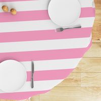 Three Inch Carnation Pink and White Horizontal Stripes