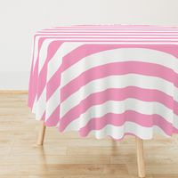 Three Inch Carnation Pink and White Horizontal Stripes