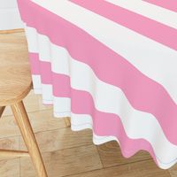 Three Inch Carnation Pink and White Horizontal Stripes