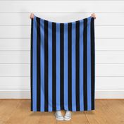 Three Inch Cornflower Blue and Black Vertical Stripes