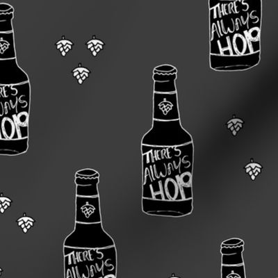 Daddy loves beer there's always hope funny hop bottle illustration gray