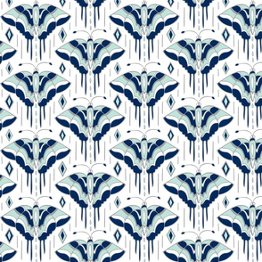 La maison des papillons - Butterflies  White, Navy & Mint