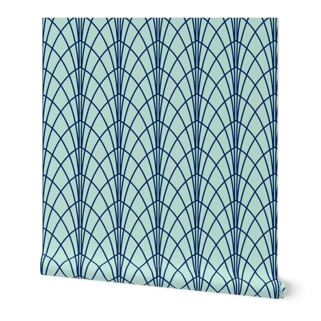 Arcada - Modern Geometric Mint & Navy Regular Scale