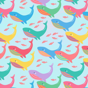 Colorful Whales -Large