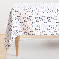 anchor fabric coral nautical fabric design - coral and navy triangles