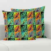 POP ART MONSTERA LEAVES AUTUMN SPRING CHECKERBOARD