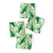 WATERCOLOR MONSTERA LEAF CHEVRON 1 GREEN NATURE