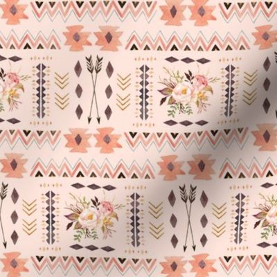 Boho Aztec Coordinate (pink parfait) - Tribal Flowers Southwest Baby Girl Nursery GingerLous