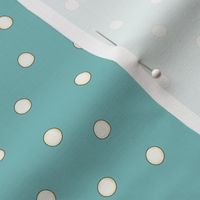 White Pearl Dots on Turquoise Teal Blue