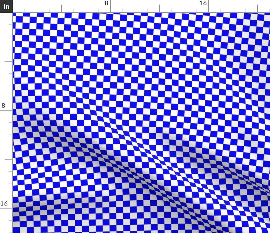 Half Inch White and Blue Checkerboard Squares