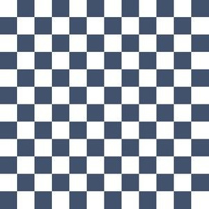 Half Inch White and Blue Jeans Blue Checkerboard Squares