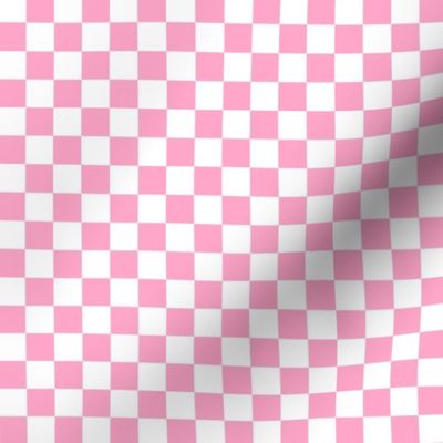 Half Inch White and Carnation Pink Checkerboard Squares