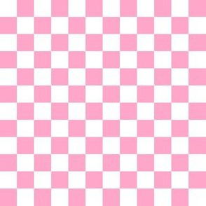 Half Inch White and Carnation Pink Checkerboard Squares