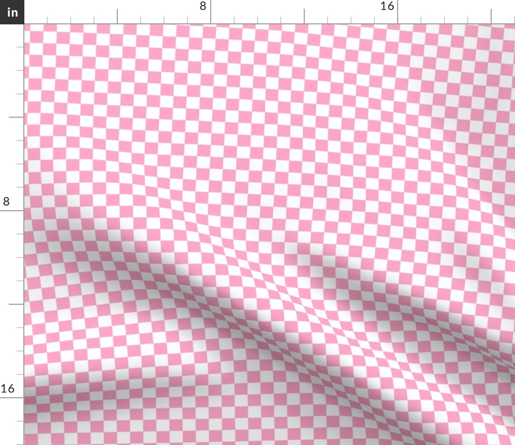 Half Inch White and Carnation Pink Checkerboard Squares