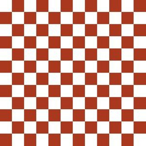 Half Inch White and Chinese Red Checkerboard Squares