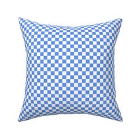 Half Inch White and Cornflower Blue Checkerboard Squares