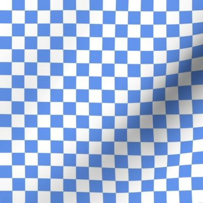 Half Inch White and Cornflower Blue Checkerboard Squares