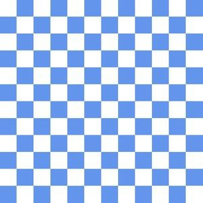 Half Inch White and Cornflower Blue Checkerboard Squares