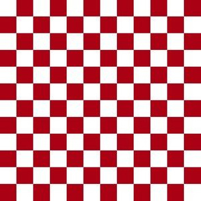 Half Inch White and Dark Red Checkerboard Squares