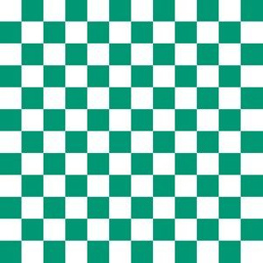 Half Inch White and Emerald Green Checkerboard Squares