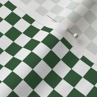 Half Inch White and Hunter Green Checkerboard Squares