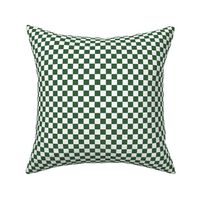 Half Inch White and Hunter Green Checkerboard Squares