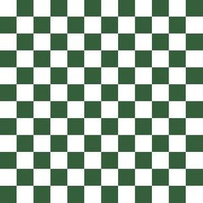 Half Inch White and Hunter Green Checkerboard Squares