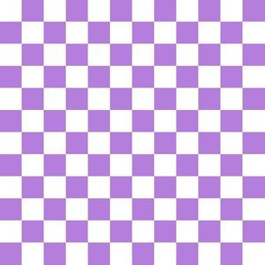 Half Inch White and Lavender Purple Checkerboard Squares