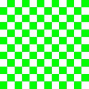 Half Inch White and Lime Green Checkerboard Squares