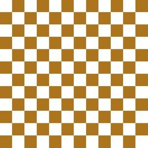 Half Inch White and Matte Antique Gold Checkerboard Squares