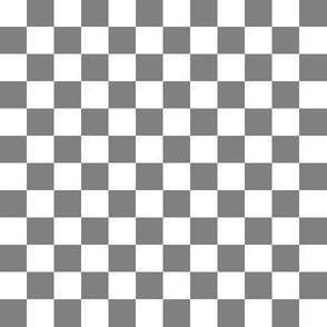 Half Inch White and Medium Gray Checkerboard Squares