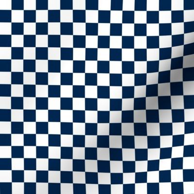 Half Inch White and Navy Blue Checkerboard Squares