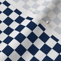 Half Inch White and Navy Blue Checkerboard Squares