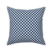 Half Inch White and Navy Blue Checkerboard Squares