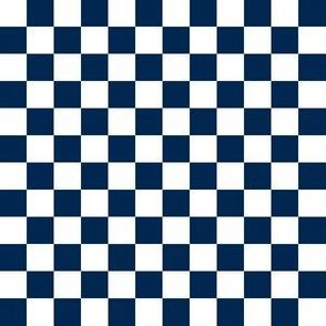 Half Inch White and Navy Blue Checkerboard Squares