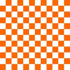 Half Inch White and Orange Checkerboard Squares